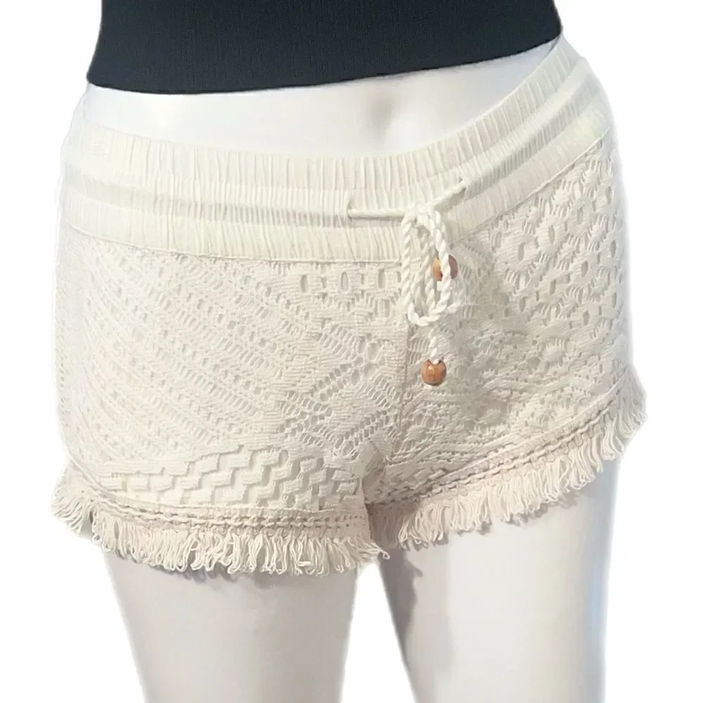 Crochet Drawstring Fringe Shorts - Picture 6 of 14